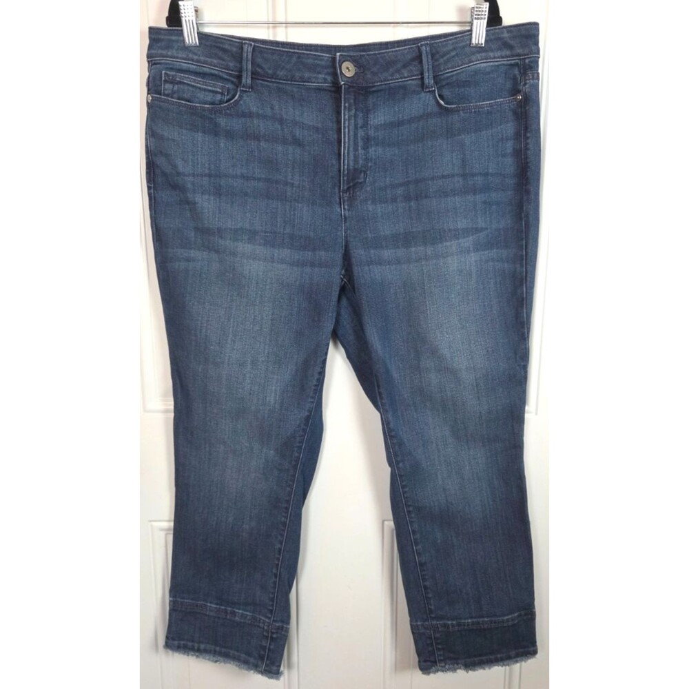 J. Jill Authentic Fit High-Rise Cropped Fringe Hem Jeans Size 16